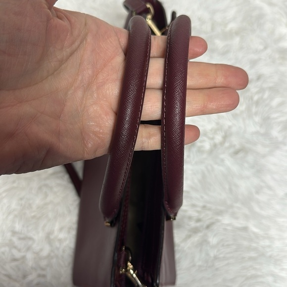 Michael Kors Selma Medium Saffiano Leather Satchel - Crossbody Bag color Merlot - Picture 6 of 13